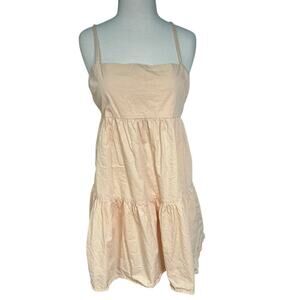 ASOS Design Womens Size 12 Cream Baby Doll Dress Side Zipper 100% Cotton